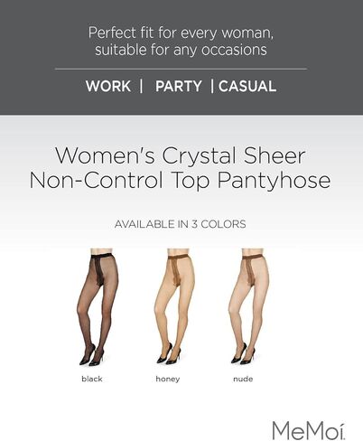 MeMoi Women's Crystal Sheer 12-Denier Non-Control Top Pantyhose in Saudi Arabia