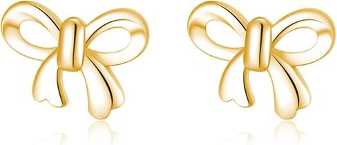 Reffeer Solid 925 Sterling Silver Tiny Bow Studs Earrings for Women Teens Bowknot Studs Earrings in Saudi Arabia