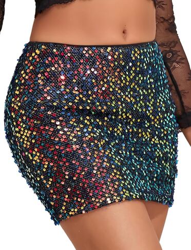تنورة YYA النسائية اللامعة ذات الترتر القصير Bodycon تنورة سباركلي بريق ضيق للنوادي والحفلات تنورة قصيرة ضيقة للخروج ليلاً، عيد الميلاد in Kuwait