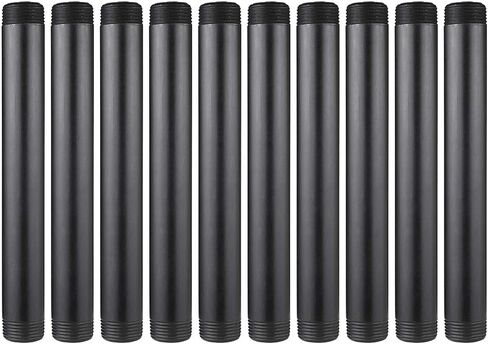 10 Pack 1 Inches x 12 Inches Black Malleable Steel Nipples Fitting, DIY Steampunk Industrial Vintage Style. in Kuwait