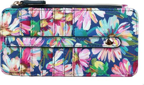 Julia Buxton Vegan Leather Thin Card Case for Women with RFID Blocking, Compact Wallet with 6 Card Slots, ID Window & Zipper Pocket, Multiple Colors - Ideal Gift, Teal in Saudi Arabia
