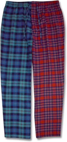 Brooks Brothers Mens Flannel Cotton Two Piece Pajama Shirt and Elast Pants Lounge Set, (Large, 201447 Red/Navy Plaid) in Kuwait