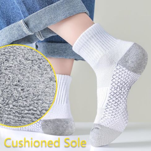 LO SHOKIM Ankle Socks Boys Running Socks Girls Cushioned Athletic Sock Kids Cotton Sports Sock Youth 6 Pairs in Saudi Arabia