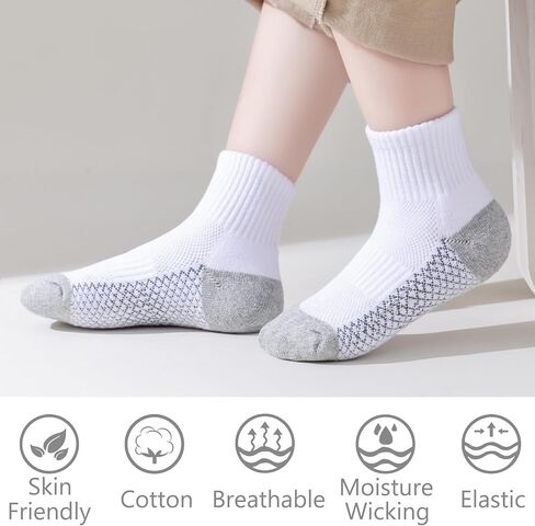 LO SHOKIM Ankle Socks Boys Running Socks Girls Cushioned Athletic Sock Kids Cotton Sports Sock Youth 6 Pairs in Saudi Arabia