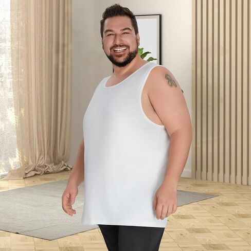 سترة علوية كبيرة وطويلة من LETAOTAO للرجال، مقاس XL - 6XL، قمصان داخلية طويلة بدون أكمام من الفسكوز فائقة النعومة للطبقات والصالة in Kuwait