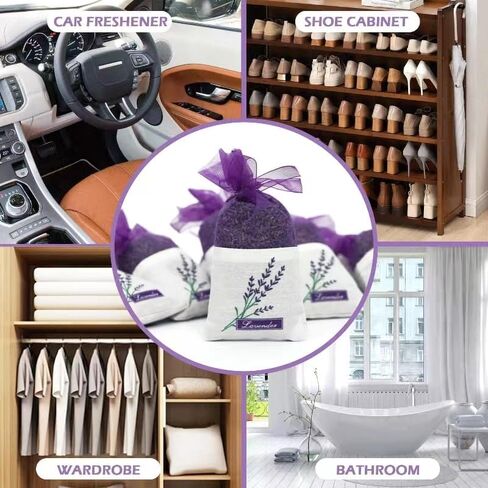 Lavender Sachets Bag for Drawers and Closets，Perfect for Cars, Gym Bags or Anyplace That Needs to Smell Better，Long-Lasting Fresh Scents，Pack of 10 in Saudi Arabia