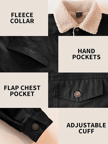 Men's Sherpa Jacket Fleece Lined Cotton Winter Cargo Coat Thick Thermal Warm Trucker Jacket with Multi Pockets in Saudi Arabia