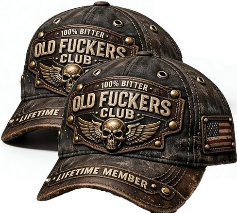 Old Fuckers Club-Vintage Baseball Cap, 100% Bitter Lifetime Member Hat, Retro Adjustable Handmade Distressed Cap in Saudi Arabia