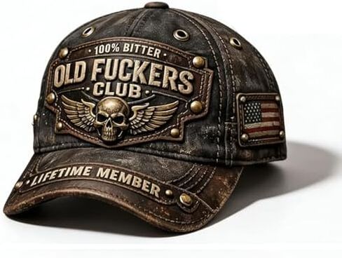 Old Fuckers Club-Vintage Baseball Cap, 100% Bitter Lifetime Member Hat, Retro Adjustable Handmade Distressed Cap in Saudi Arabia