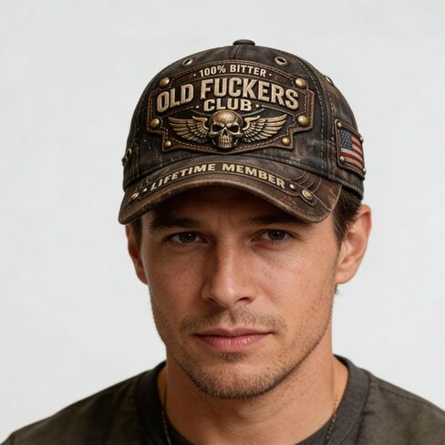 Old Fuckers Club-Vintage Baseball Cap, 100% Bitter Lifetime Member Hat, Retro Adjustable Handmade Distressed Cap in Saudi Arabia