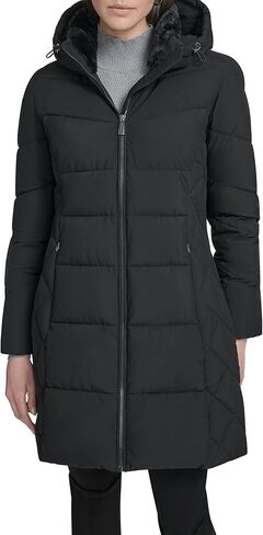 Calvin Klein womens Warm Long Puffer Jacket – Hooded Winter Coat With Diamond Side Quilting in Saudi Arabia