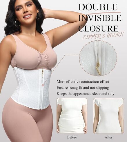 SHAPSHE White Lace Corset Tops For Women Tummy Control Corset Shapewear Waist trainer With Zipper&Hooks in Saudi Arabia