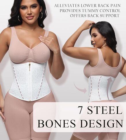 SHAPSHE White Lace Corset Tops For Women Tummy Control Corset Shapewear Waist trainer With Zipper&Hooks in Saudi Arabia