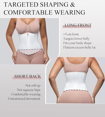 SHAPSHE White Lace Corset Tops For Women Tummy Control Corset Shapewear Waist trainer With Zipper&Hooks in Saudi Arabia