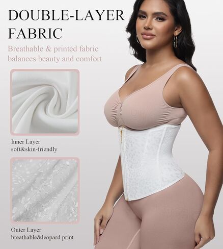 SHAPSHE White Lace Corset Tops For Women Tummy Control Corset Shapewear Waist trainer With Zipper&Hooks in Saudi Arabia
