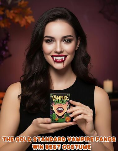Vampire Teeth, 3 Sizes Realistic Vampire Fangs for Adults, Vampire Costume Accessories Cosplay Fake Fangs for Women Men Halloween Party, Better Fit with Upgraded Adhesive in Saudi Arabia