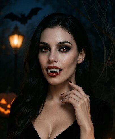 Vampire Teeth, 3 Sizes Realistic Vampire Fangs for Adults, Vampire Costume Accessories Cosplay Fake Fangs for Women Men Halloween Party, Better Fit with Upgraded Adhesive in Saudi Arabia