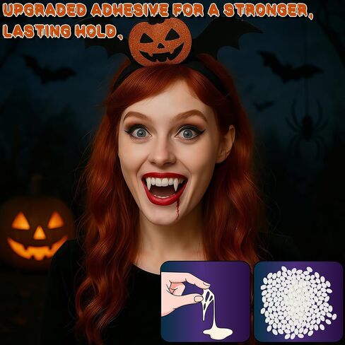 Vampire Teeth, 3 Sizes Realistic Vampire Fangs for Adults, Vampire Costume Accessories Cosplay Fake Fangs for Women Men Halloween Party, Better Fit with Upgraded Adhesive in Saudi Arabia