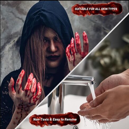 VOLLUCK Halloween Makeup kit - Fake Blood Washable + Liquid Latex + Scar Wax with Spatula Tool + Fake Blood Spray + 2 Stipple Sponge (A-3 pieces) in Saudi Arabia