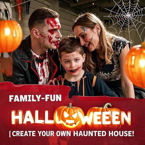 VOLLUCK Halloween Makeup kit - Fake Blood Washable + Liquid Latex + Scar Wax with Spatula Tool + Fake Blood Spray + 2 Stipple Sponge (A-3 pieces) in Saudi Arabia