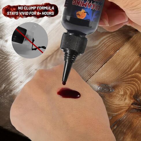 VOLLUCK Halloween Makeup kit - Fake Blood Washable + Liquid Latex + Scar Wax with Spatula Tool + Fake Blood Spray + 2 Stipple Sponge (A-3 pieces) in Saudi Arabia