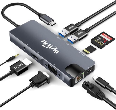 موزع USB c من ikling، 6 في 1 مع 4K HDMI، 60 وات PD، 2 منافذ بيانات USB-A وقارئ بطاقة SD/TF، ​​محول USB C Hub متعدد المنافذ لأجهزة MacBook Pro/Air، iPad Pro، iMac، Surface، Thinkpad، جالاكسي، وأكثر in Saudi Arabia