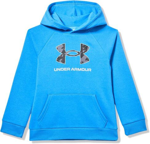 Under Armour Boys' Rival Fleece Big Logo Print Fill Hoodie, (402) Blue Atlantis / / White, Medium in Saudi Arabia