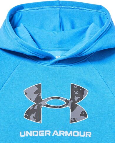 Under Armour Boys' Rival Fleece Big Logo Print Fill Hoodie, (402) Blue Atlantis / / White, Medium in Saudi Arabia