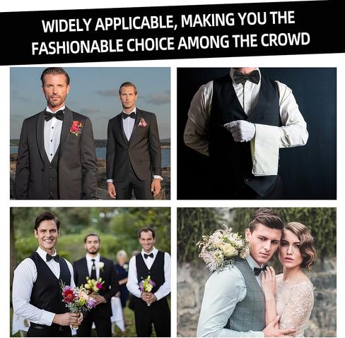 24 Pcs Men's Bow Satin Solid Ties Formal with Adjustable Neck Band Bow Ties,Black Bow Ties for Men for Wedding Celebration Party (Black) in Kuwait