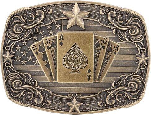 Western Belt Buckle for Men, Vintage Poker Cowboy Belt Buckles Texas Rodeo Accessory for Women in Saudi Arabia