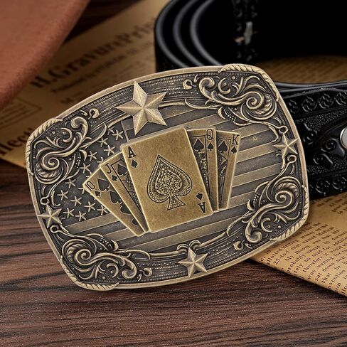 Western Belt Buckle for Men, Vintage Poker Cowboy Belt Buckles Texas Rodeo Accessory for Women in Saudi Arabia