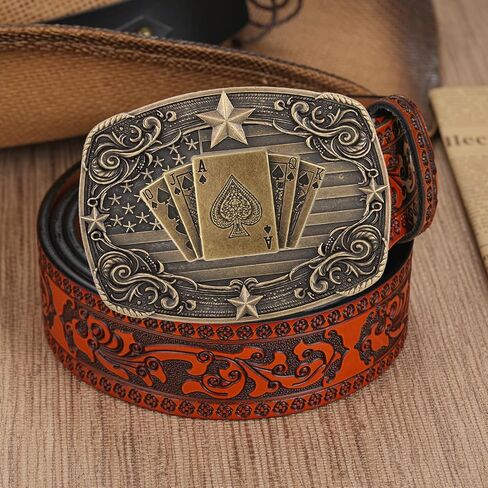 Western Belt Buckle for Men, Vintage Poker Cowboy Belt Buckles Texas Rodeo Accessory for Women in Saudi Arabia
