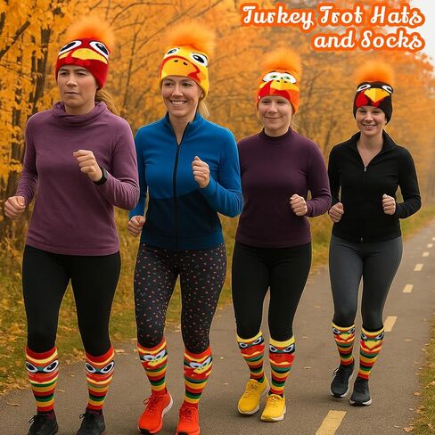 24 Pcs Turkey Trot Costume Set Thanksgiving Beanie Hats Turkey Socks Bulk for Women Man Thanksgiving Day Cosplay Party Favor Supplies Accessories in Saudi Arabia