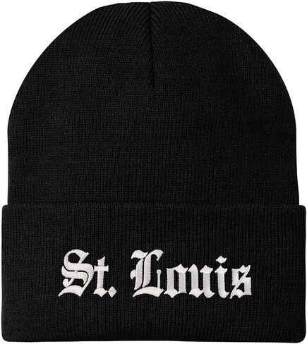 Trendy Apparel Shop St Louis Old English Embroidered Long Cuff Winter Beanie in Saudi Arabia