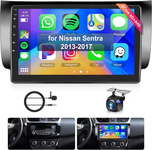 2+64G for Nissan Sentra 2013-2017 Car Radio with Wireless Carplay/Android Auto,Android Car Stereo 10.1 Inch Touch Screen GPS Navi WiFi Bluetooth FM/RDS Mirror Link SWC Backup Camera for Sentra Radio in Kuwait