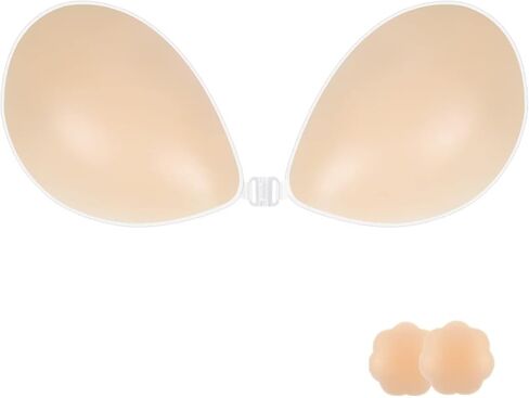 Loxoto Sticky Adhesive Silicone Push Up Invisible Bra - Backless, Strapless for Women with Nipple Covers in Saudi Arabia