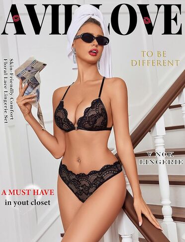 Avidlove الدانتيل مجموعة الملابس الداخلية للنساء مثير إغلاق الجبهة مطابقة حمالة الصدر واللباس الداخلي مجموعات 2 قطعة Bralette وتتسابق اللاسلكية S-XXL in Kuwait