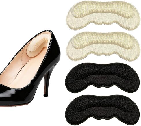 Heel Pads Heel Grips Liner for Shoes Too Big and Loose Heel Cushion Inserts & Protectors for Blisters, Friction Pain for Women Men (2 Pairs, Black and White) in Saudi Arabia