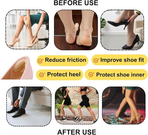 Heel Pads Heel Grips Liner for Shoes Too Big and Loose Heel Cushion Inserts & Protectors for Blisters, Friction Pain for Women Men (2 Pairs, Black and White) in Saudi Arabia