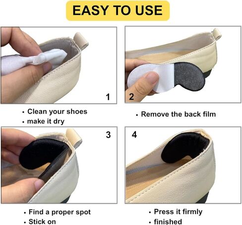 Heel Pads Heel Grips Liner for Shoes Too Big and Loose Heel Cushion Inserts & Protectors for Blisters, Friction Pain for Women Men (2 Pairs, Black and White) in Saudi Arabia