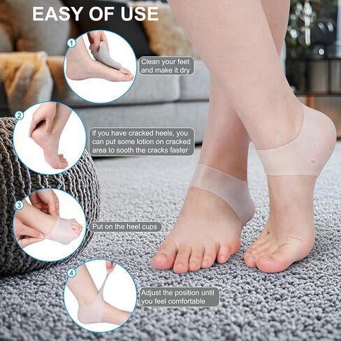 Wonderwin Gel Heel Cups,Breathable Heel Protectors for Cracked Heels, Heel Spurs, Plantar Fasciitis,Medical-Grade Heel Cups for Men & Women's Heel Pain Relief (Clear), 2pairs-White in Saudi Arabia