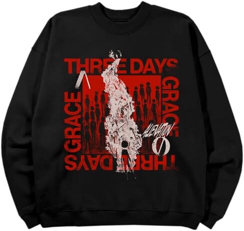 Three Days Grace unisex-adult Three Days Grace Official Merch Alienation Crewneck Sweater, Black in Saudi Arabia