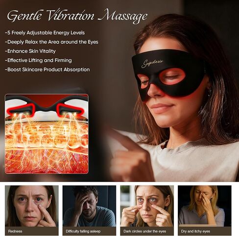 Red Light Therapy for Eyes, 8-in-1 LED Light Therapy & 5-Level Gentle Vibration Massage, Under Eye Red Light Therapy in Saudi Arabia