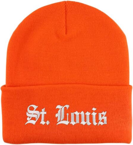 Trendy Apparel Shop St Louis Old English Embroidered Long Cuff Winter Beanie in Saudi Arabia