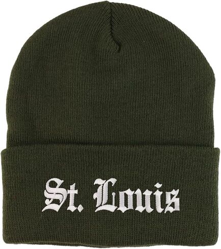 Trendy Apparel Shop St Louis Old English Embroidered Long Cuff Winter Beanie in Saudi Arabia