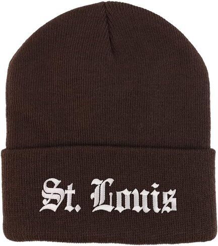 Trendy Apparel Shop St Louis Old English Embroidered Long Cuff Winter Beanie in Saudi Arabia