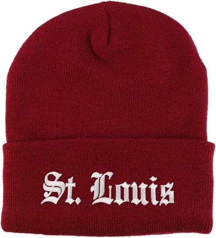 Trendy Apparel Shop St Louis Old English Embroidered Long Cuff Winter Beanie in Saudi Arabia