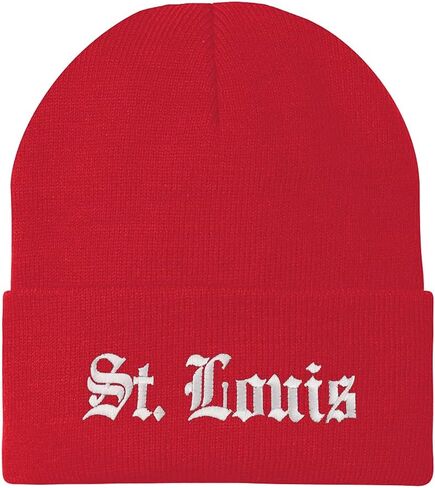 Trendy Apparel Shop St Louis Old English Embroidered Long Cuff Winter Beanie in Saudi Arabia