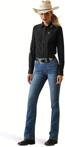 قميص Ariat أنثى Team Kirby قابل للتمدد أسود مع لوريكس فضي مقاس X-Large in Saudi Arabia