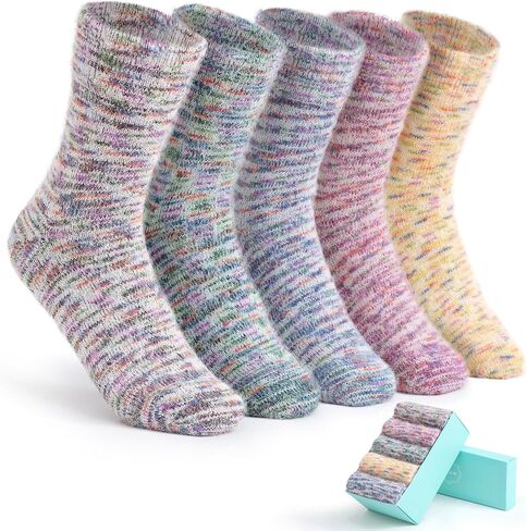 SlimPro Warm Cozy Gifts for Women, Fuzzy Fluffy Sock, Super Soft Plush Winter Thick Wool Boot Crew Socks for Women 5 Pairs in Saudi Arabia